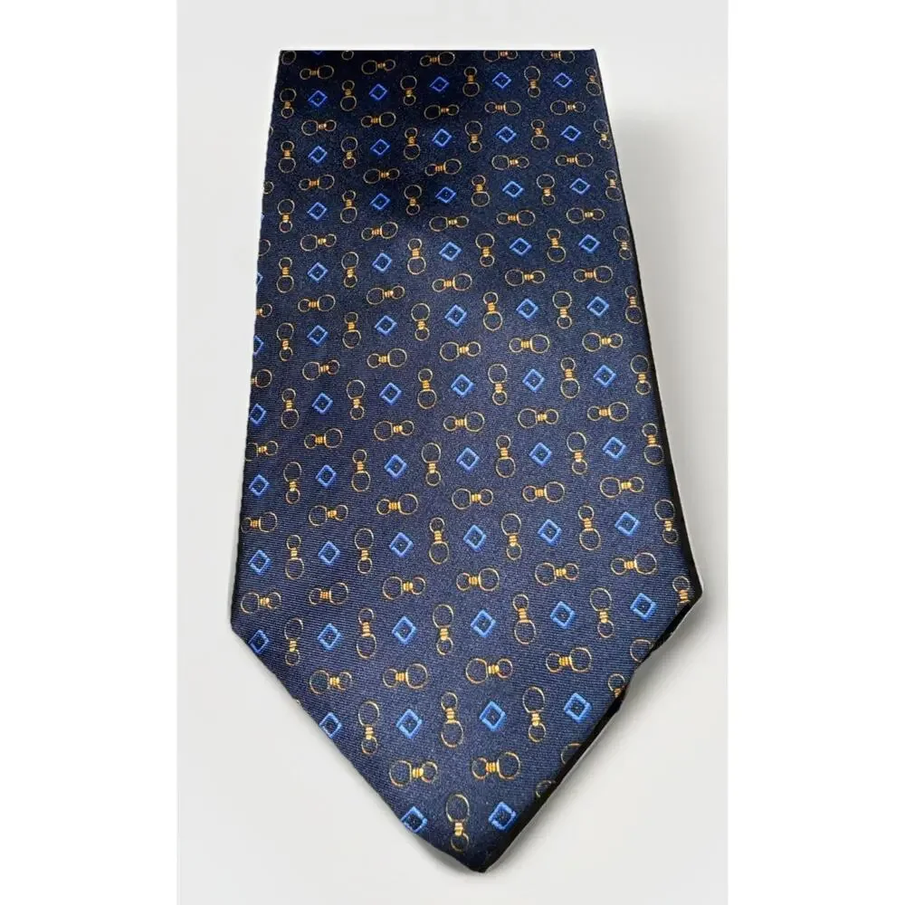 BROOKS BROTHERS Makers Classic Blue Geometric Silk Men’s Tie Made In USA - Picture 4 of 5